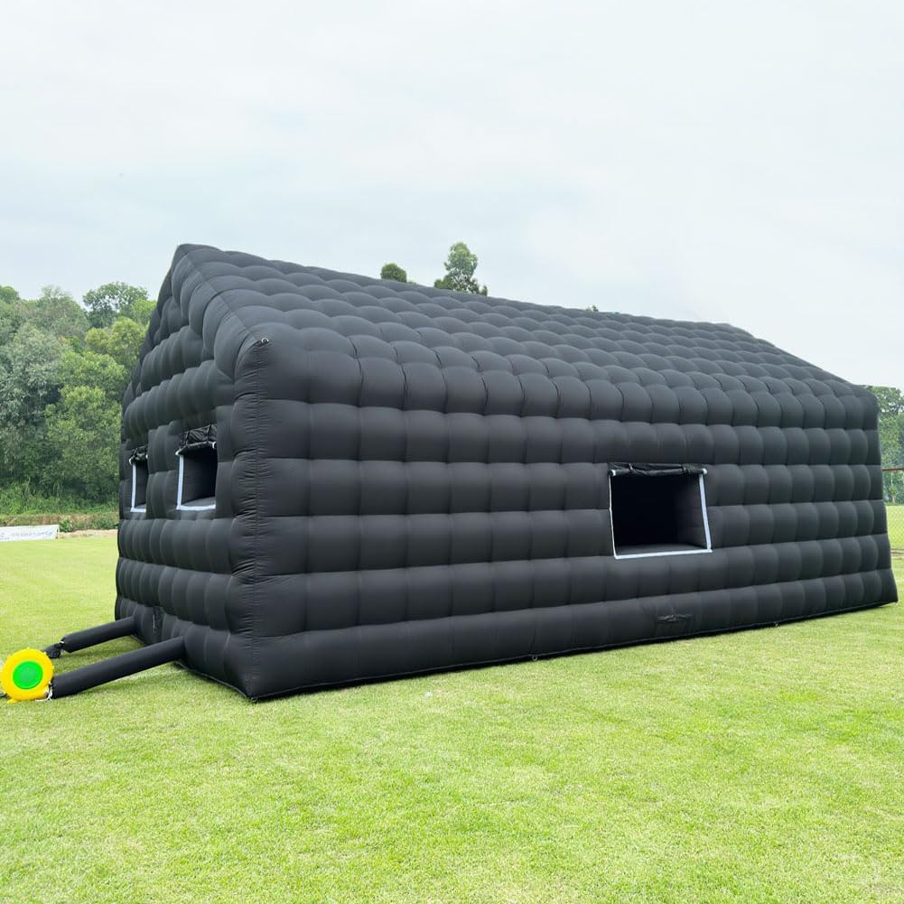 Large Black Inflatable air Cube Wedding Tent Square Gazebo Event Room Mobile Portable Disco Night Club Tent Party Pavilion for Party Wedding Events (29.5ftx16.5x14ft)