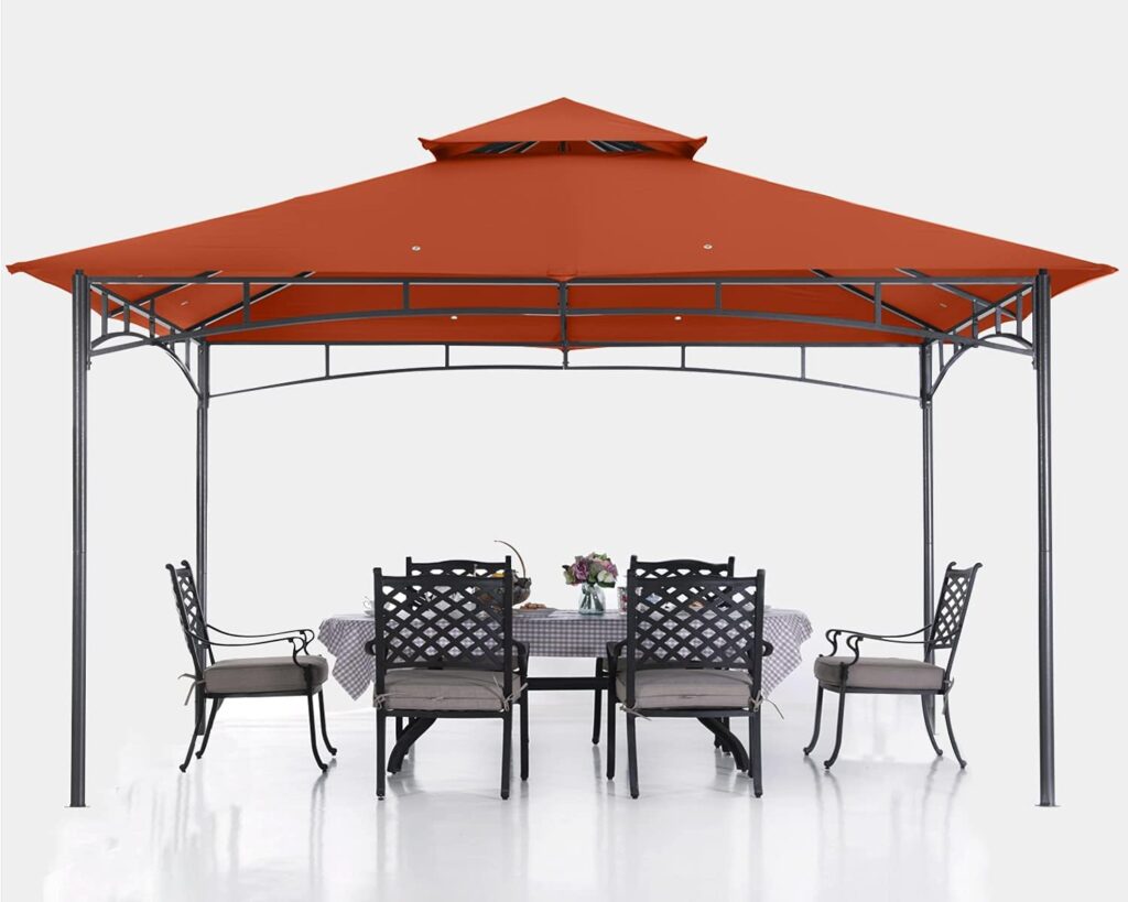 Sturdy Patio Gazebo 10 Ft x 12 Ft with Mosquito Netting by ABCCANOPY Dark Gray