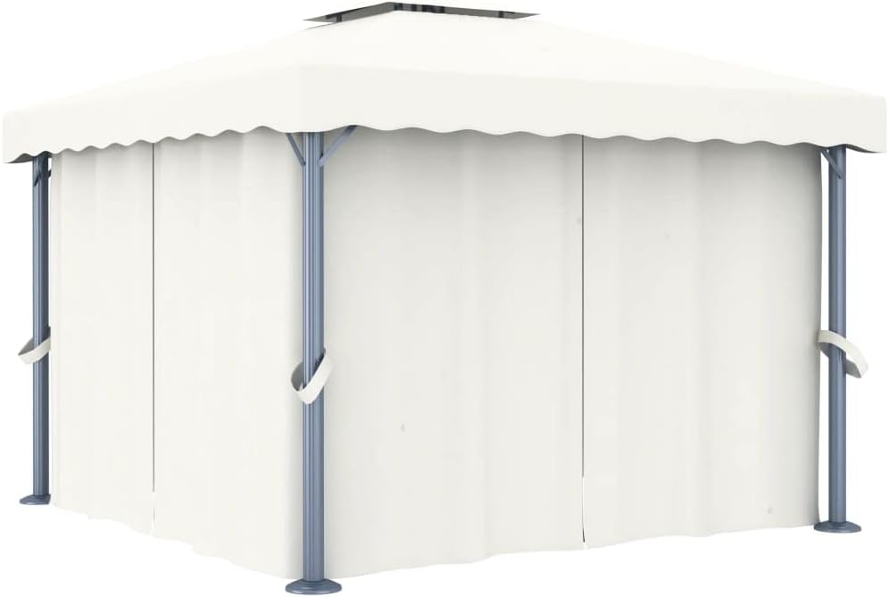 VRAXO Gazebo with Curtain 9.8’x9.8′ Cream White Aluminum Review