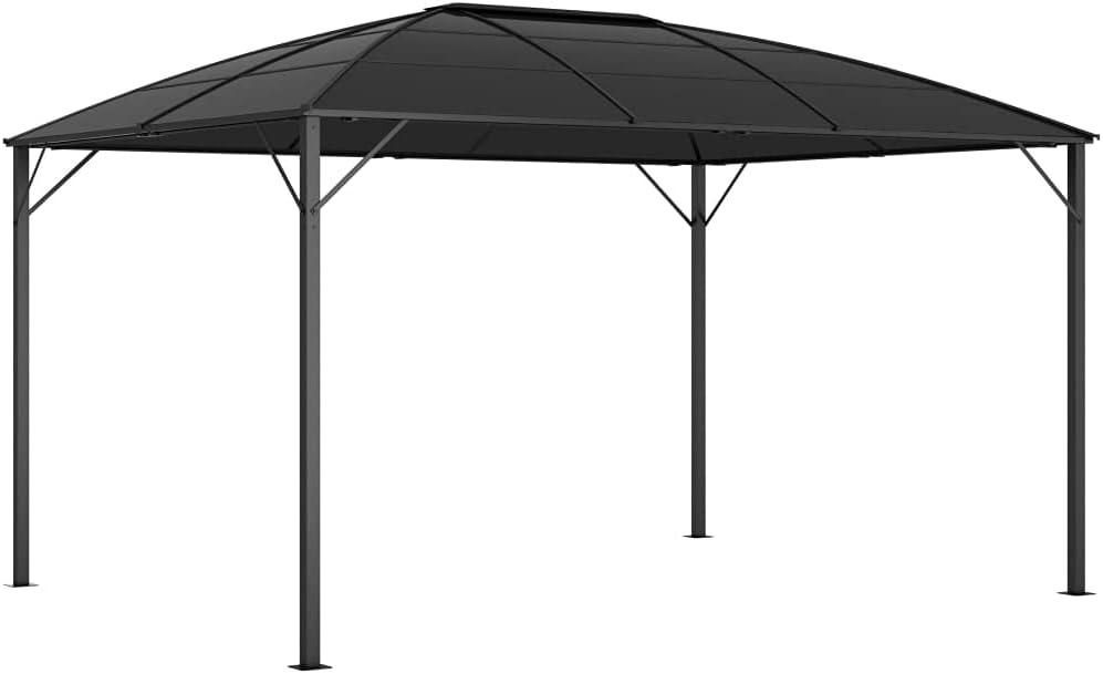 VRAXO Gazebo with Curtains 157.5x118.1x104.3 Anthracite,Canopies  Gazebos-141.68lbs