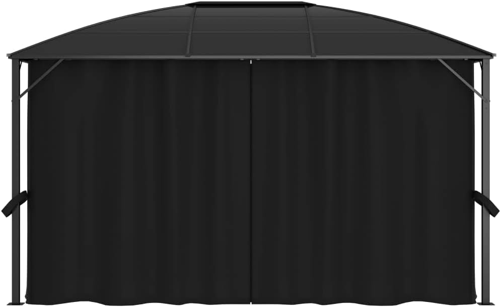 VRAXO Gazebo with Curtains 157.5x118.1x104.3 Anthracite,Canopies  Gazebos-141.68lbs