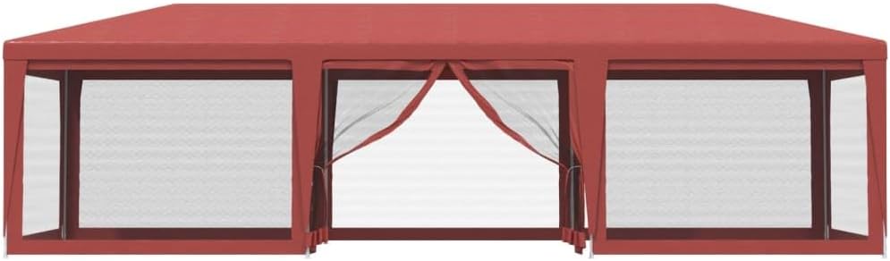 VRAXO Party Tent with 8 Mesh Sidewalls Red 29.5x13.1 HDPE,Canopies  Gazebos-44.33lbs